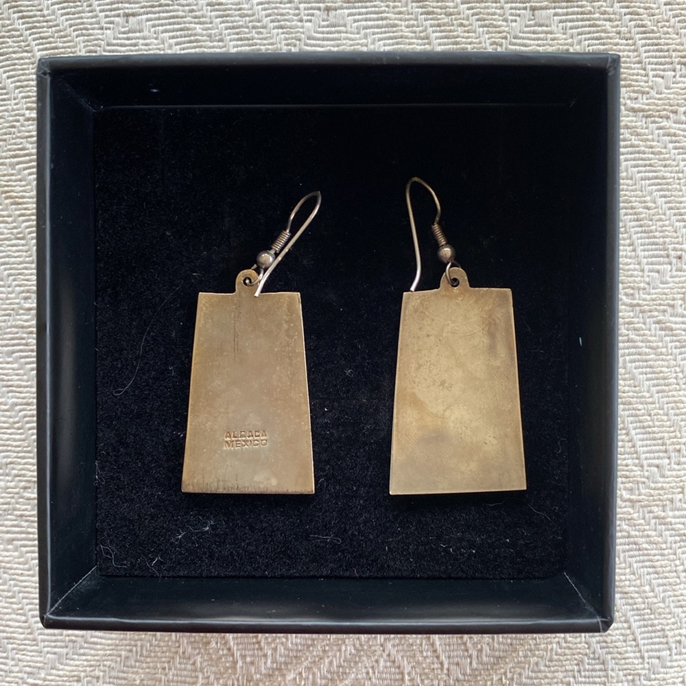 Rectangular Silver Geometric Boho Drop Earrings F… - image 2